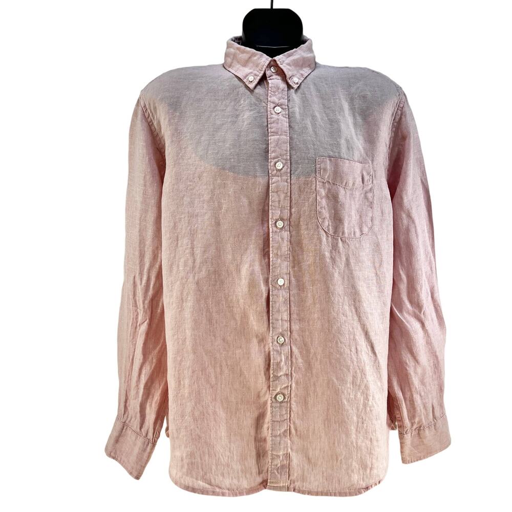 J. Crew Baird McNutt Irish Linen Button Down Shirt Long Sleeves Pink K7897